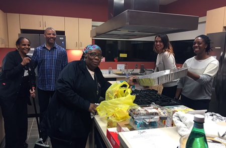 volunteers in a kitchen